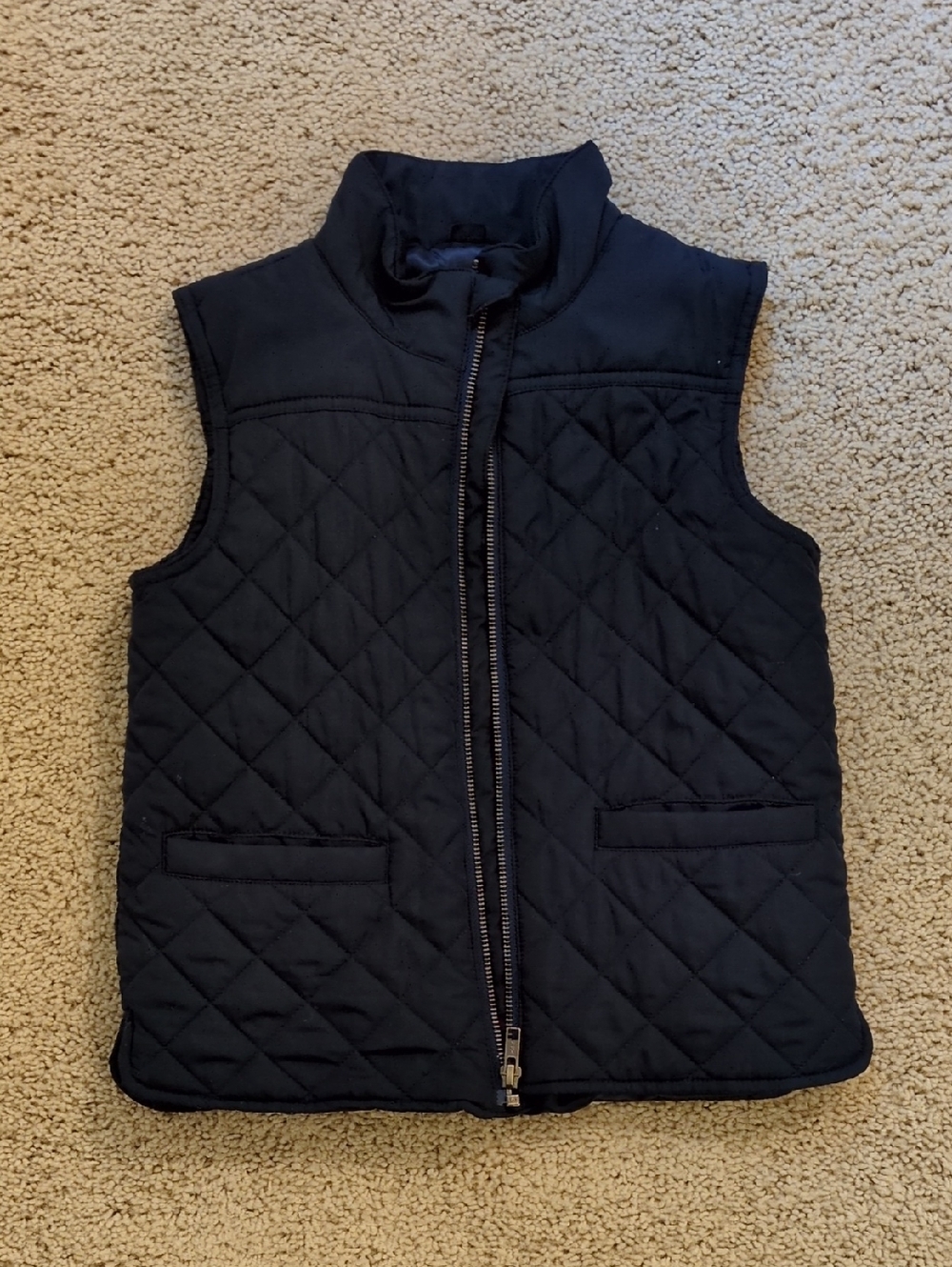 Quilted Navy Sleeveless Puffer Vest